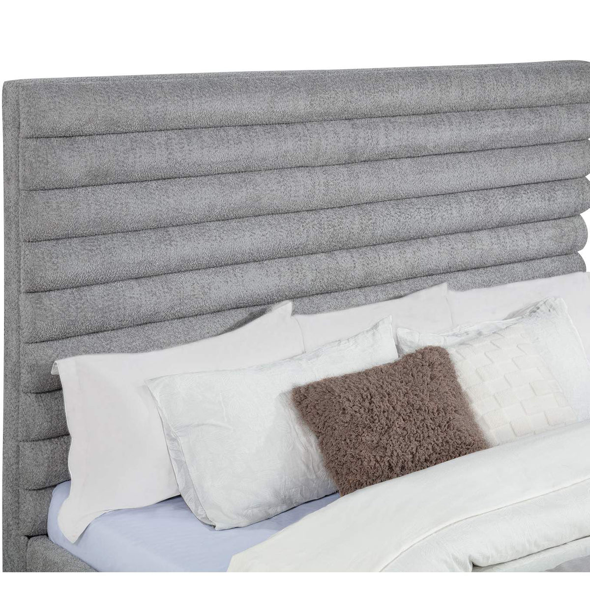 300719KW Patricia 58-inch Boucle Upholstered California King Bed Grey