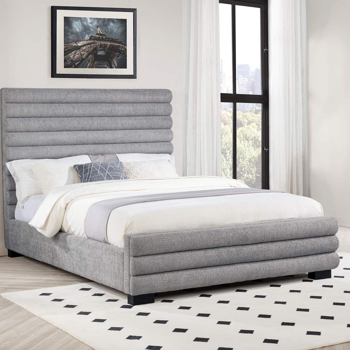 300719Q Patricia 58-inch Boucle Upholstered Queen Bed Grey
