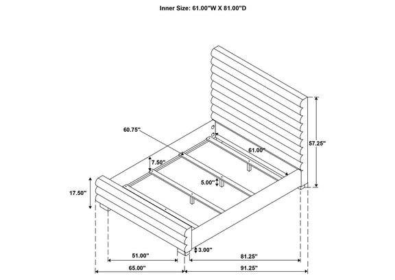 300719Q Patricia 58-inch Boucle Upholstered Queen Bed Grey