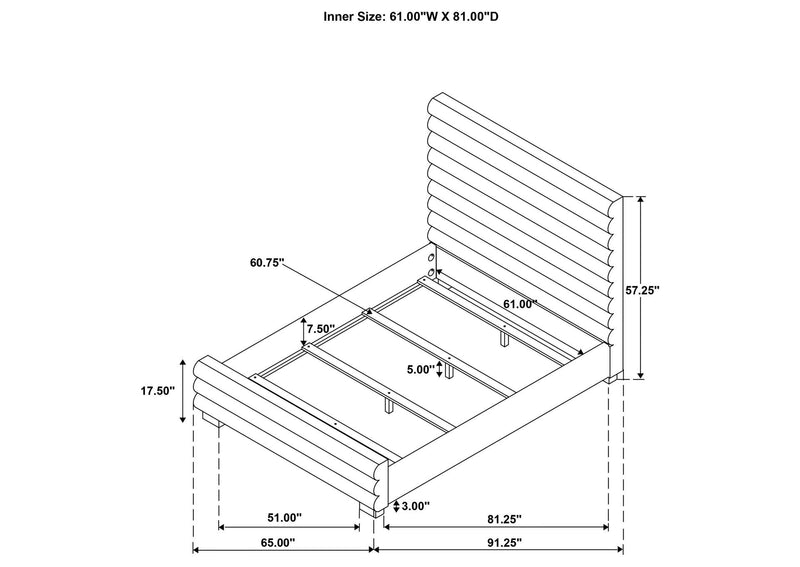 300719Q Patricia 58-inch Boucle Upholstered Queen Bed Grey