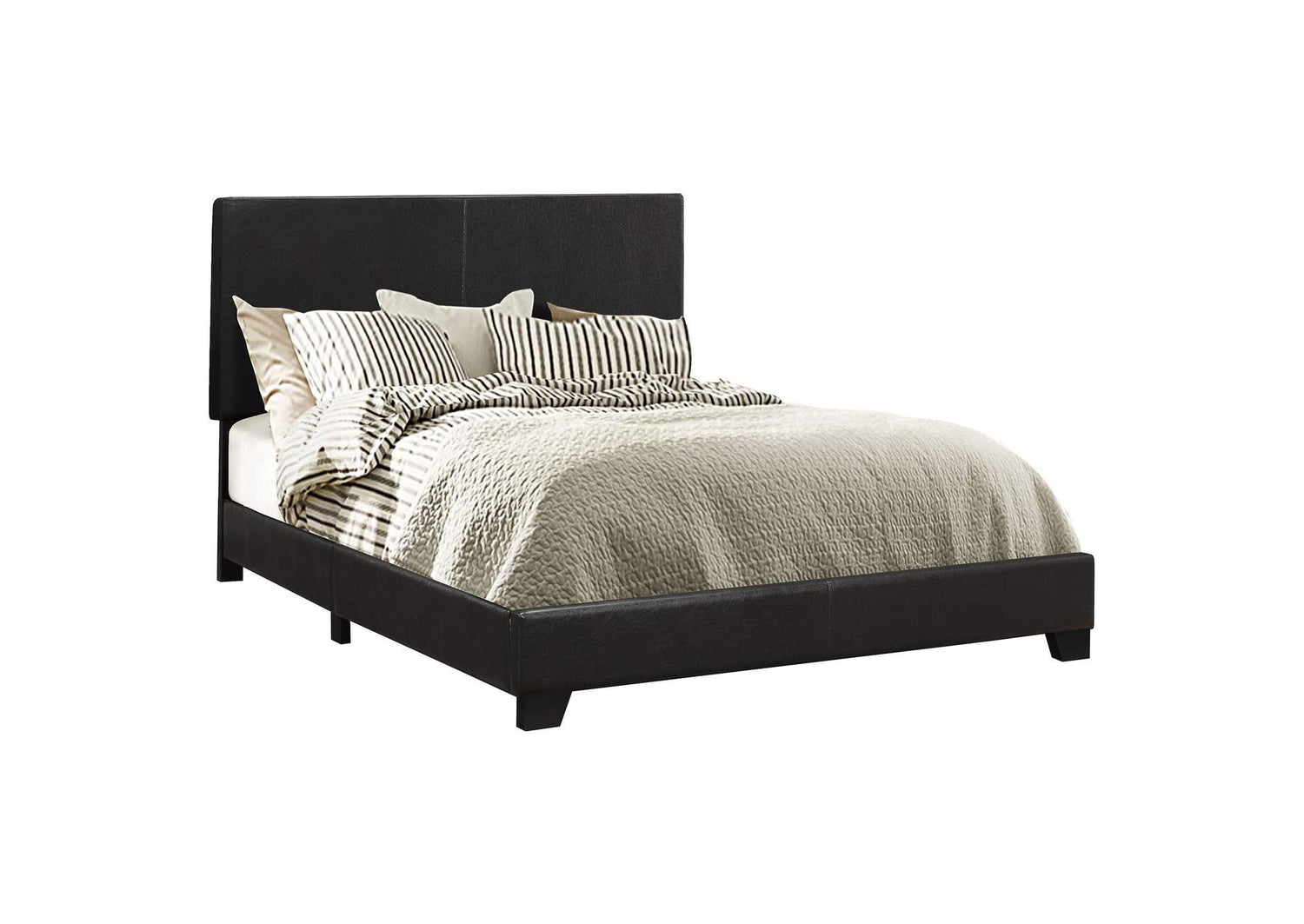 Dorian Faux Leather Upholstered Queen Panel Bed Black