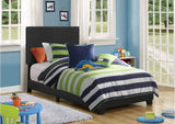 300761T Dorian Faux Leather Upholstered Twin Panel Bed Black