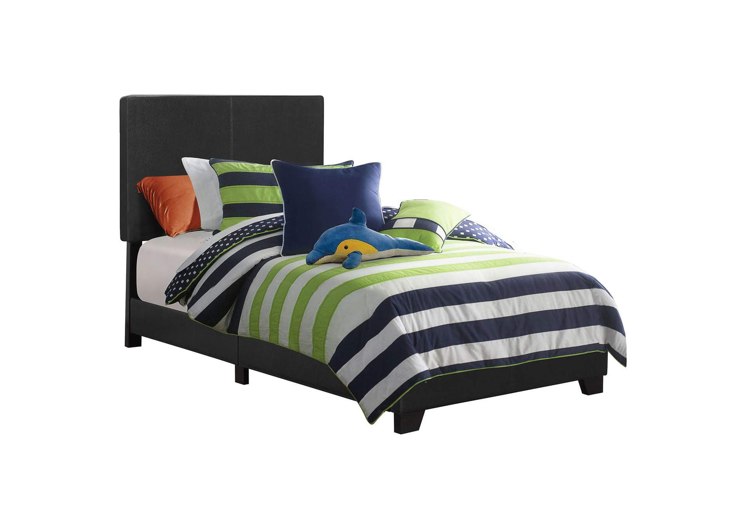 Dorian Faux Leather Upholstered Twin Panel Bed Black