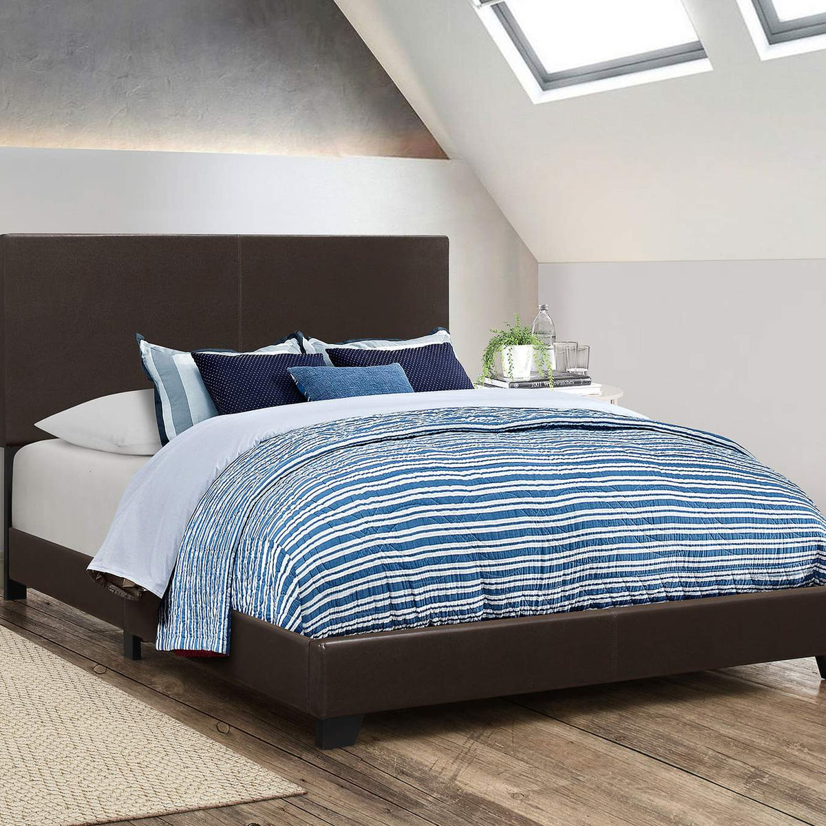 300762KW Dorian Faux Leather Upholstered California King Bed Brown