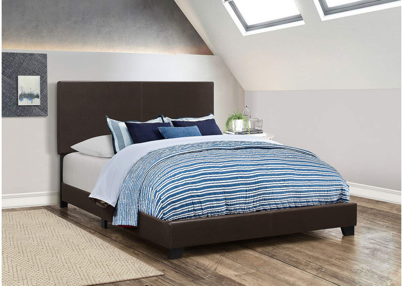 300762KW Dorian Faux Leather Upholstered California King Bed Brown