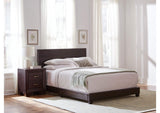 300762Q Dorian Faux Leather Upholstered Queen Panel Bed Brown