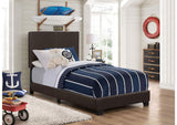 300762T Dorian Faux Leather Upholstered Twin Panel Bed Brown