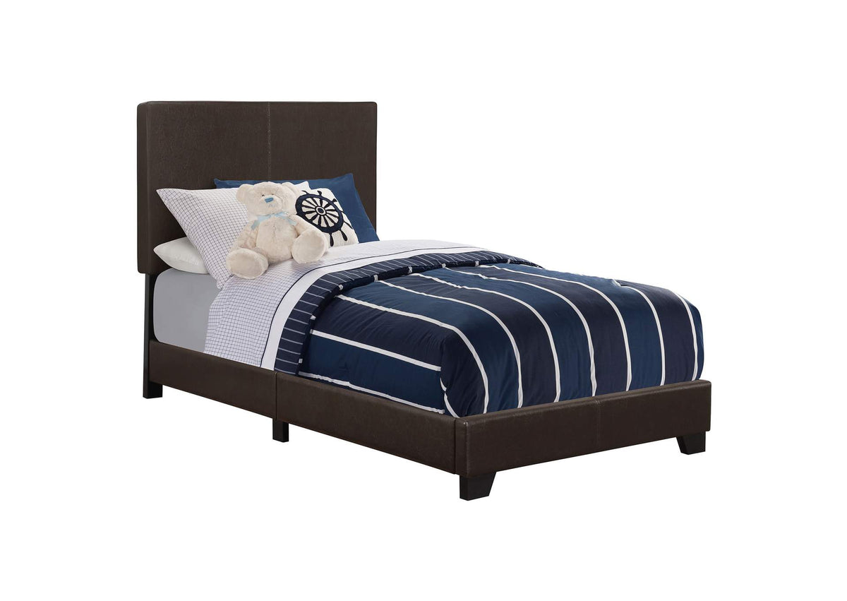 300762T Dorian Faux Leather Upholstered Twin Panel Bed Brown