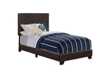 300762T Dorian Faux Leather Upholstered Twin Panel Bed Brown