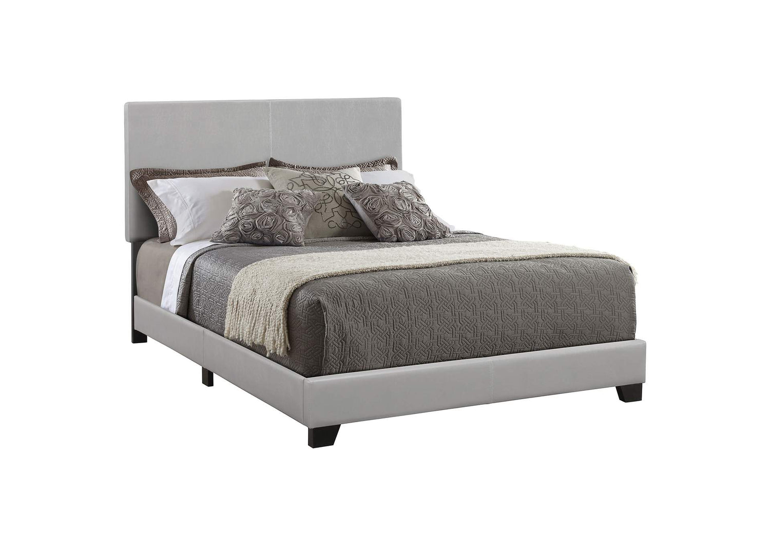 Dorian Faux Leather Upholstered Queen Panel Bed Grey