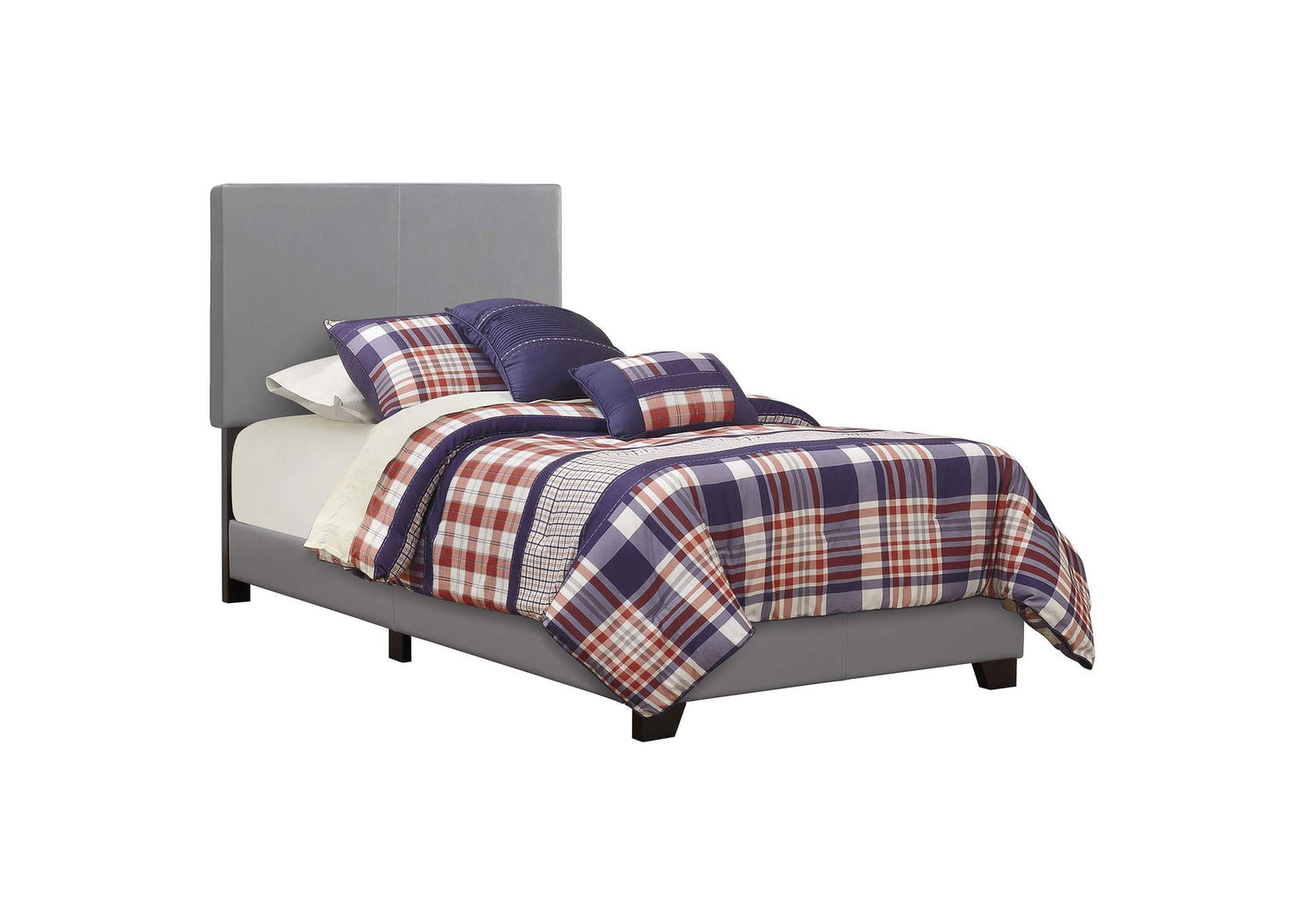 Dorian Faux Leather Upholstered Twin Panel Bed Grey