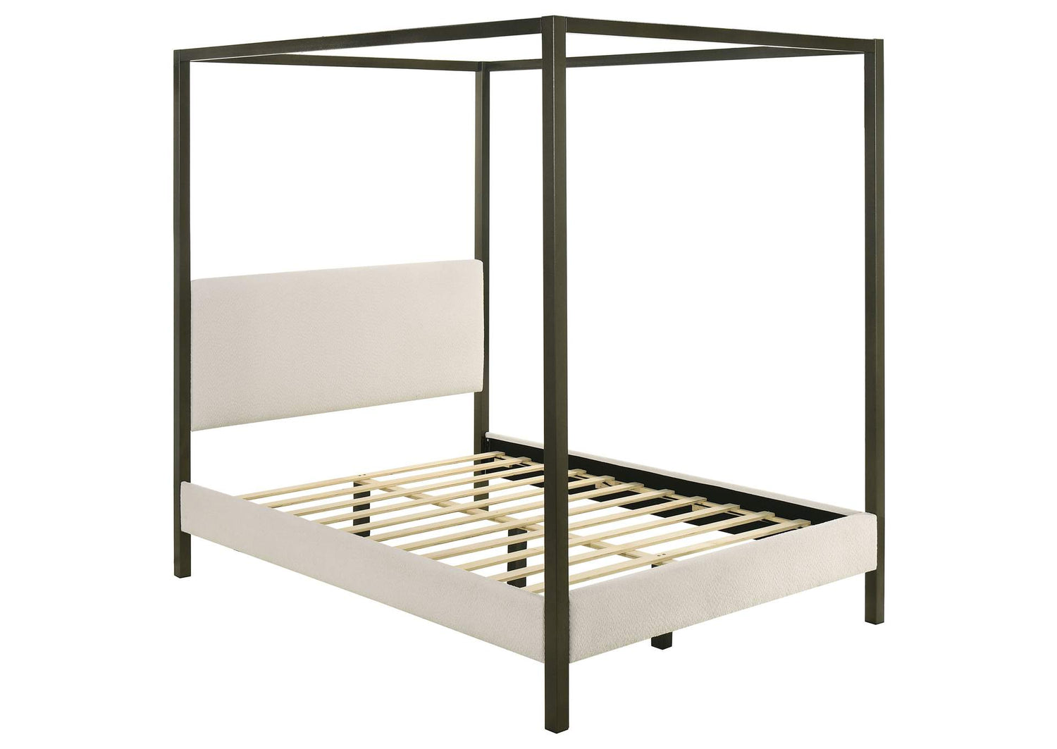 Monroe Upholstered Queen Canopy Bed Vanilla