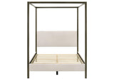 300834Q Monroe Upholstered Queen Canopy Bed Vanilla