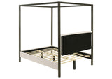 300834Q Monroe Upholstered Queen Canopy Bed Vanilla