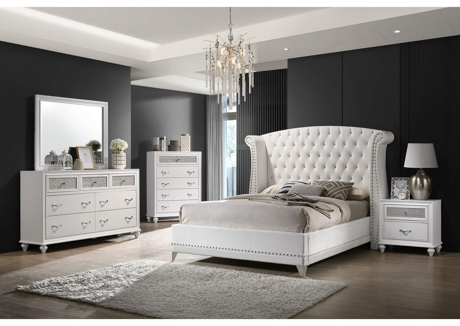 Barzini 5-piece Eastern King Bedroom Set White
