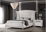 300843KE Barzini Upholstered Eastern King Wingback Bed White