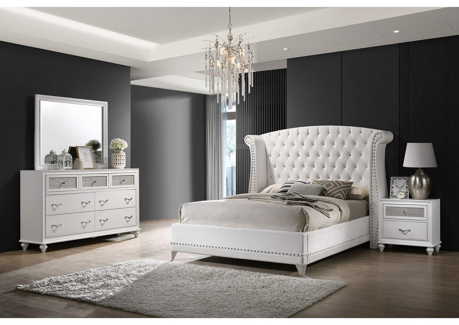 Barzini 4-piece California King Bedroom Set White