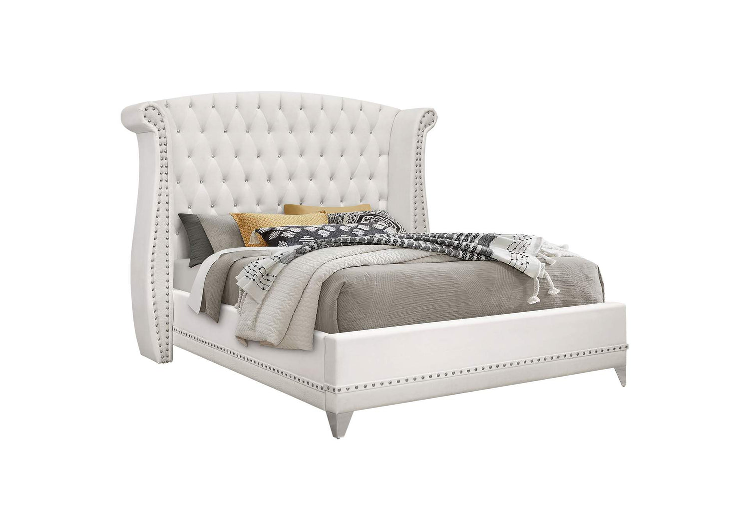Barzini Upholstered California King Wingback Bed White