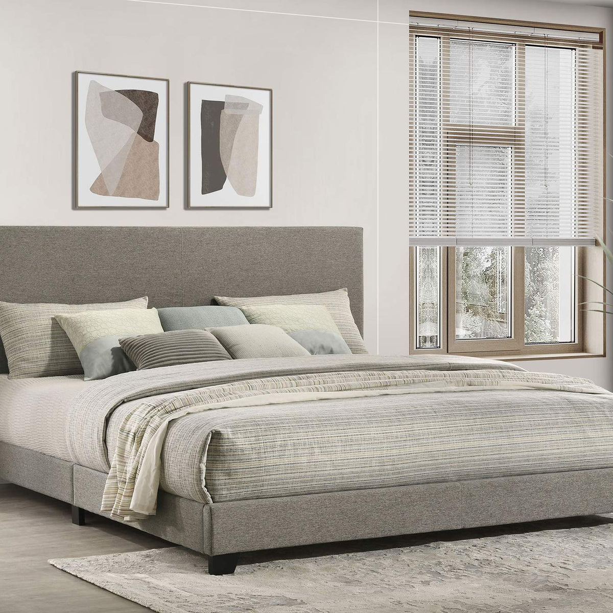 300851KE Dorian Fabric Upholstered Eastern King Panel Bed Taupe