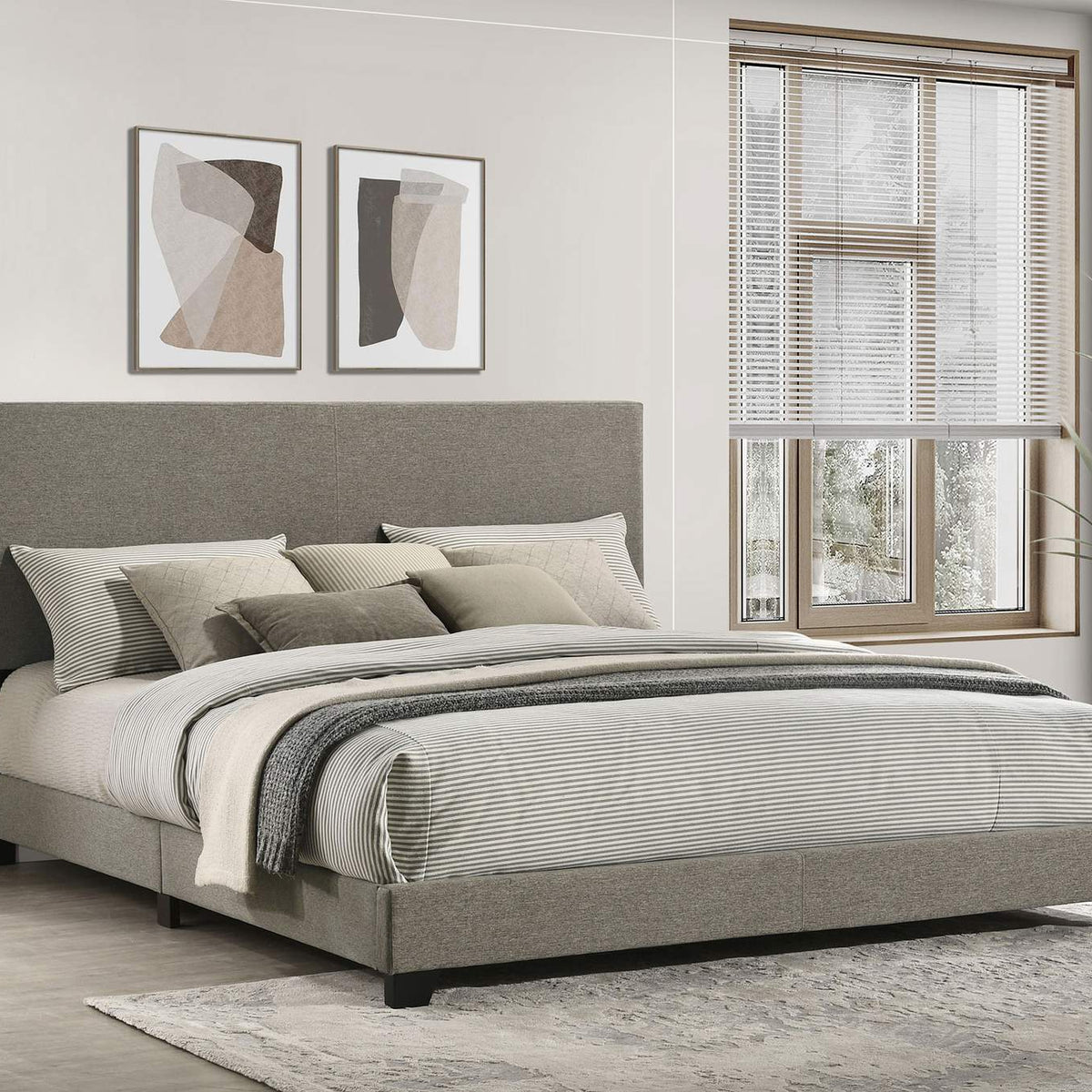 300851KW Dorian Fabric Upholstered California King Panel Bed Taupe