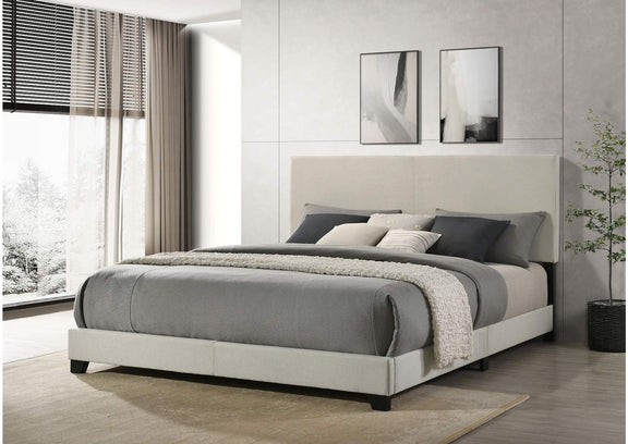 300852KE Dorian Fabric Upholstered Eastern King Panel Bed Cream