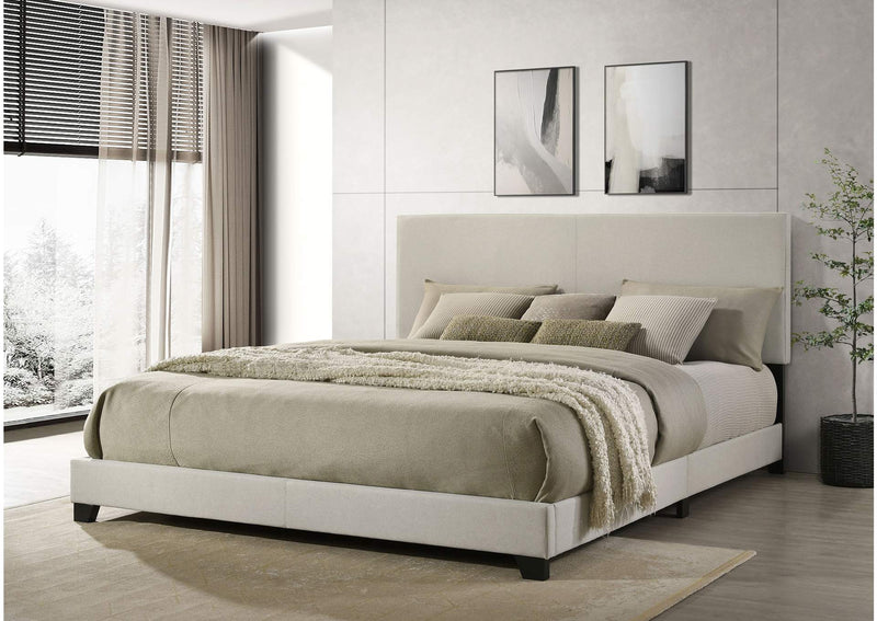 300852KW Dorian Fabric Upholstered California King Panel Bed Cream