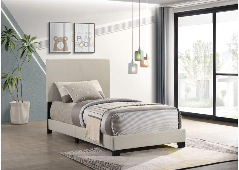300852T Dorian Fabric Upholstered Twin Panel Bed Cream