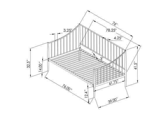 301056 Newbury Metal Twin Daybed Bed Frame Matte Black