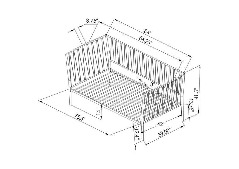 301057 Richland Metal Twin Daybed Bed Frame Matte Black