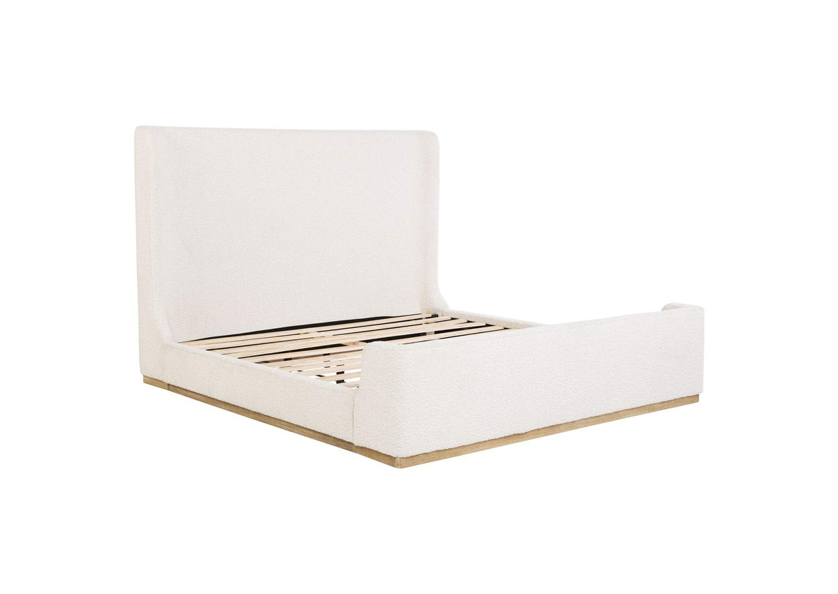 Nala Eastern King Bouclé Upholstered Platform Bed Cream