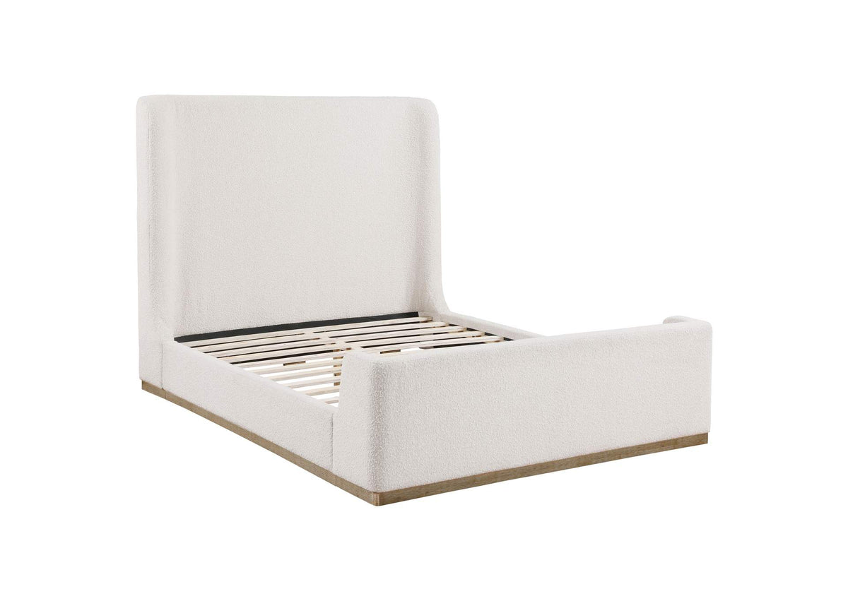Nala Queen Bouclé Upholstered Platform Bed Cream