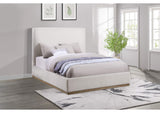 302053Q Knox Queen Bouclé Upholstered Platform Bed Cream