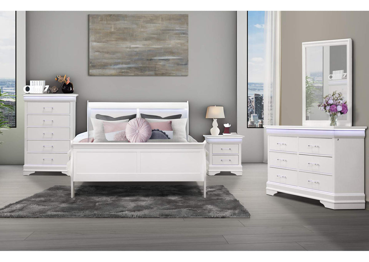 CHARLIE-WHITE-KBG CHARLIE WHITE KING BED GROUP WITH LED