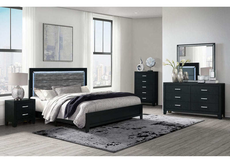 REID-BLACK-KBG_W_LED-N REID BLACK KING BED GROUP WITH LED