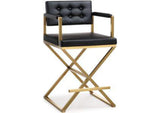 TOV-K3667 Director Black Performance Vegan Leather and Gold Steel Counter Stool