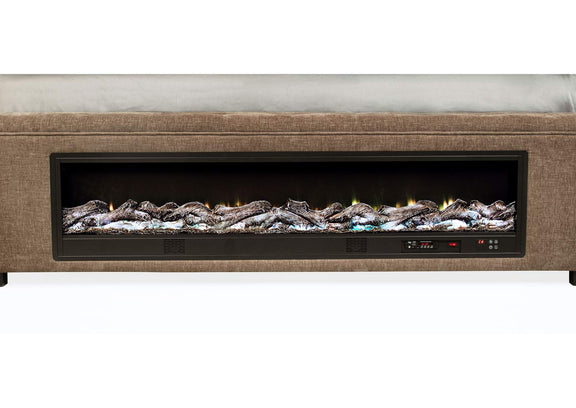 305811KE Senna Upholstered Eastern King Audio Flame Visualizer Bed Brown