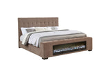 305811KW Senna Upholstered California King Audio Flame Visualizer Bed Brown