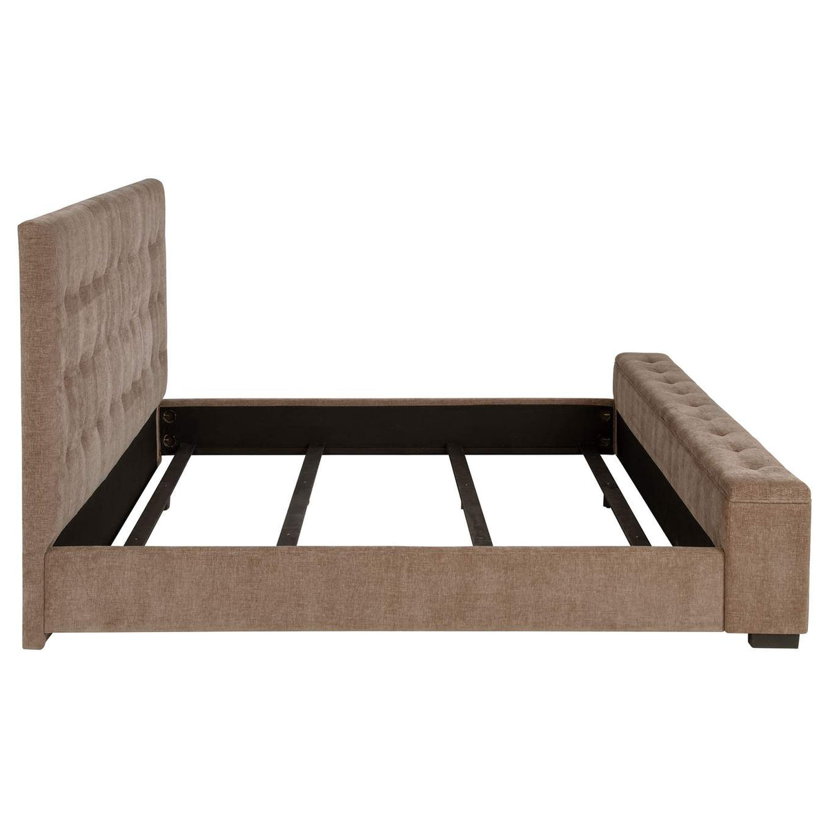 305811KW Senna Upholstered California King Audio Flame Visualizer Bed Brown