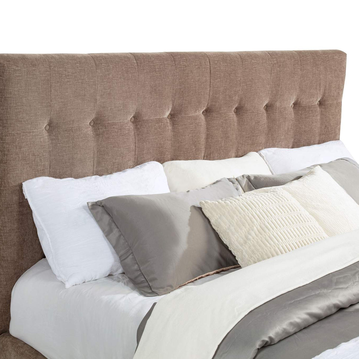 305811KW Senna Upholstered California King Audio Flame Visualizer Bed Brown