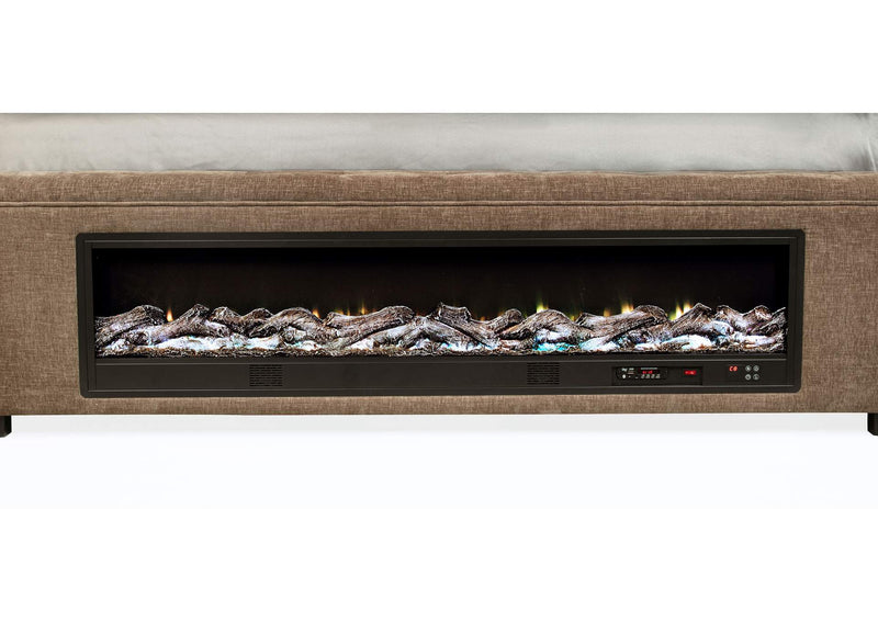 305811KW Senna Upholstered California King Audio Flame Visualizer Bed Brown