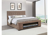 305811Q Senna Upholstered Queen Audio Flame Visualizer Bed Brown