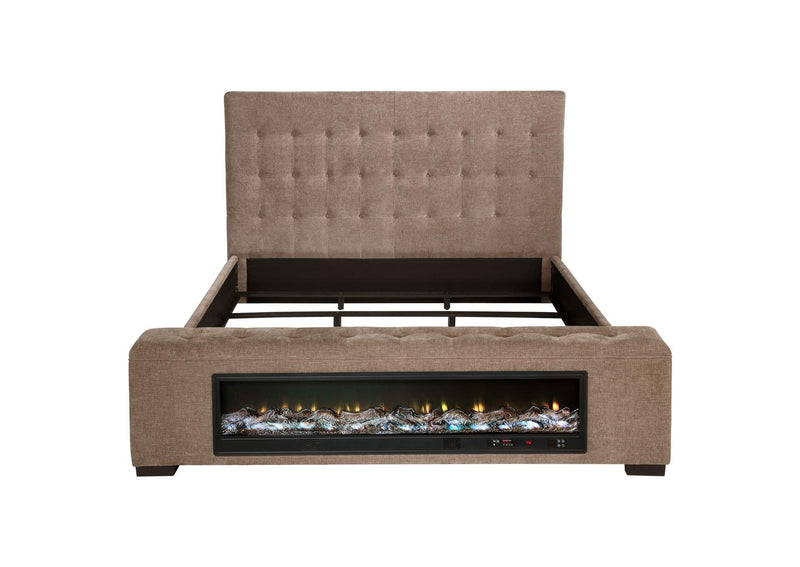 305811Q Senna Upholstered Queen Audio Flame Visualizer Bed Brown