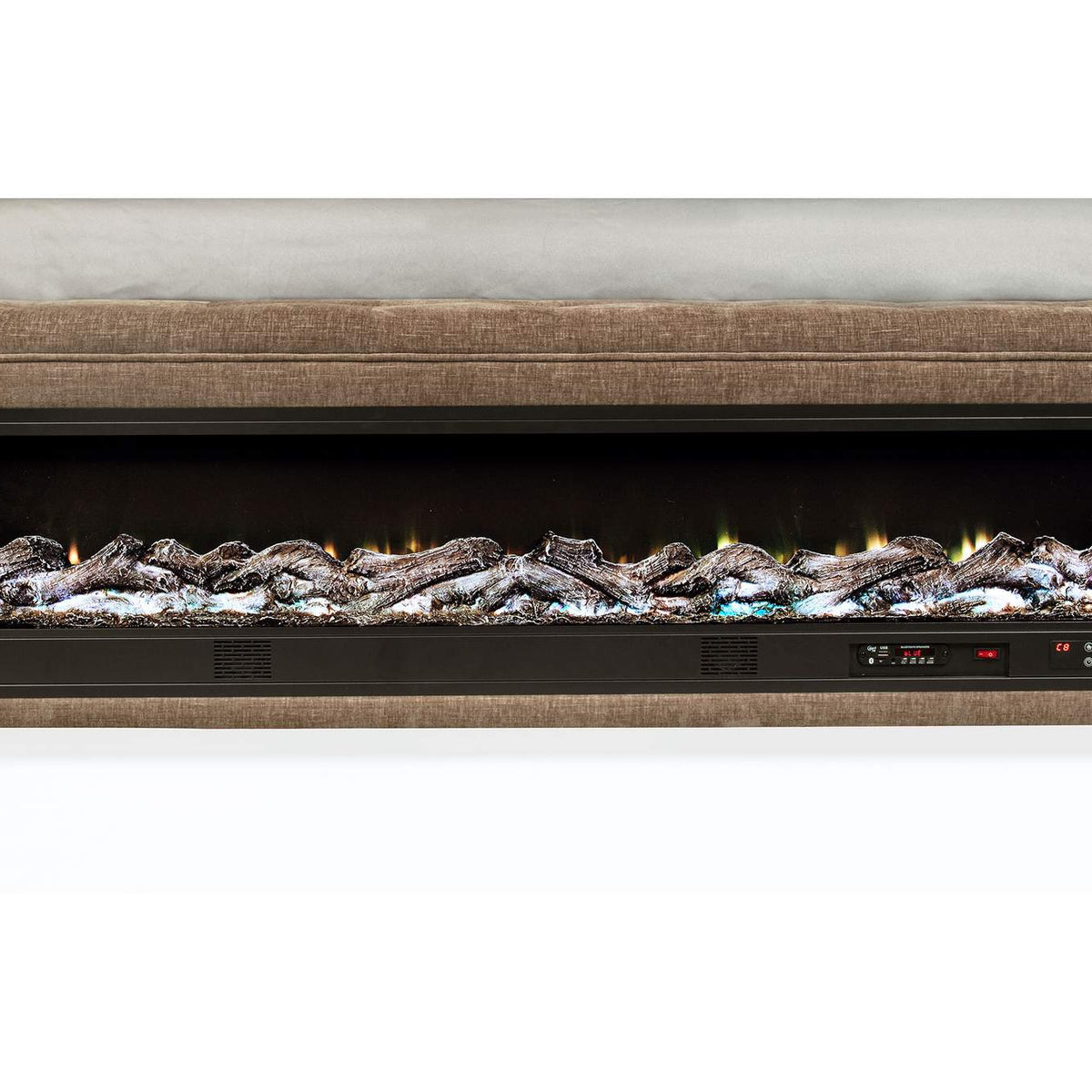 305811Q Senna Upholstered Queen Audio Flame Visualizer Bed Brown