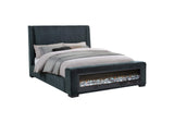 305821KE Preston Upholstered Eastern King Audio Flame Visualizer Bed Dark Blue