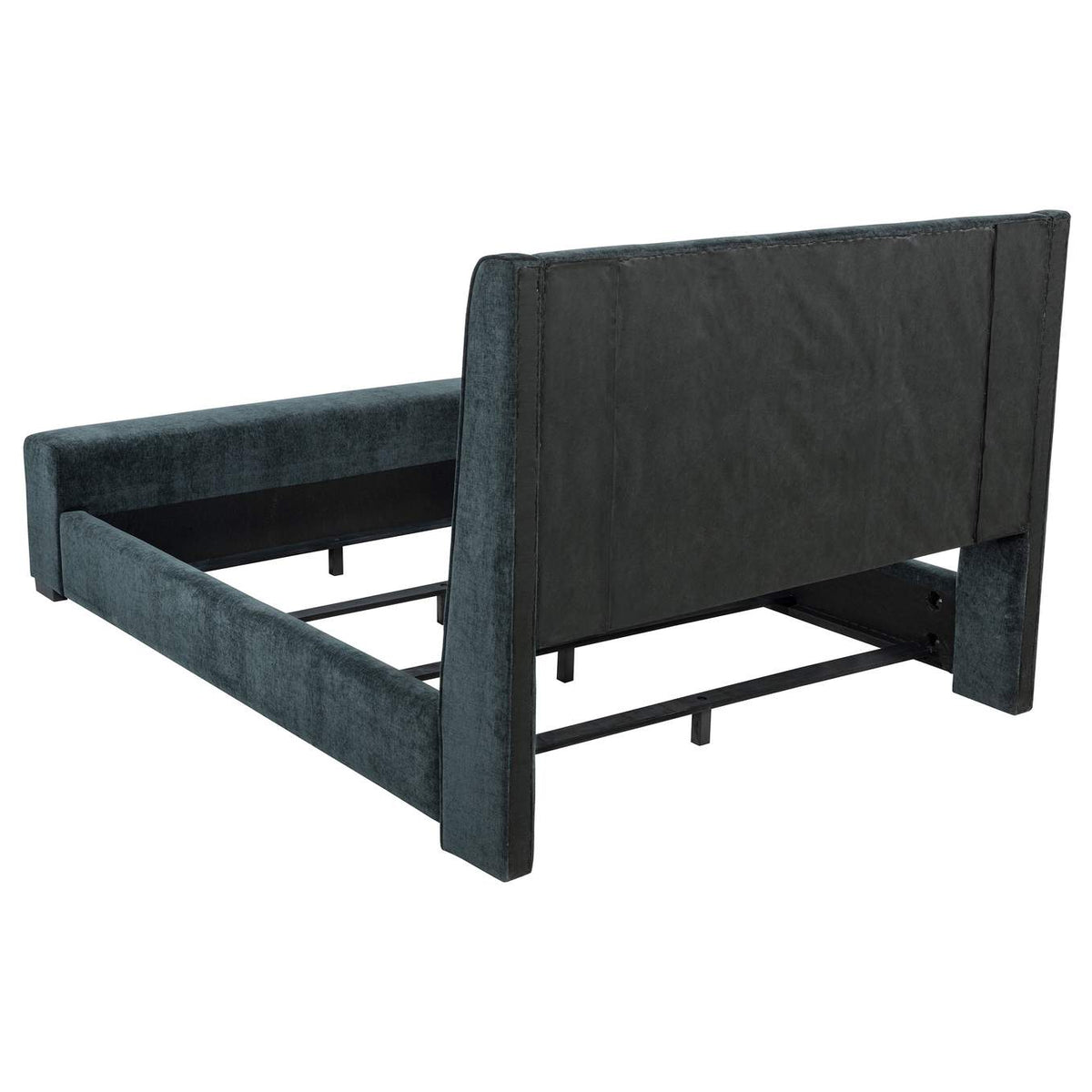 305821KE Preston Upholstered Eastern King Audio Flame Visualizer Bed Dark Blue