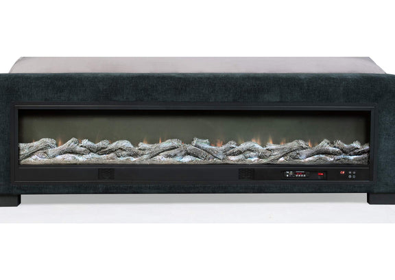 305821KE Preston Upholstered Eastern King Audio Flame Visualizer Bed Dark Blue