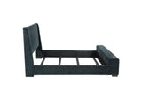 305821KW Preston Upholstered California King Audio Flame Visualizer Bed Dark Blue
