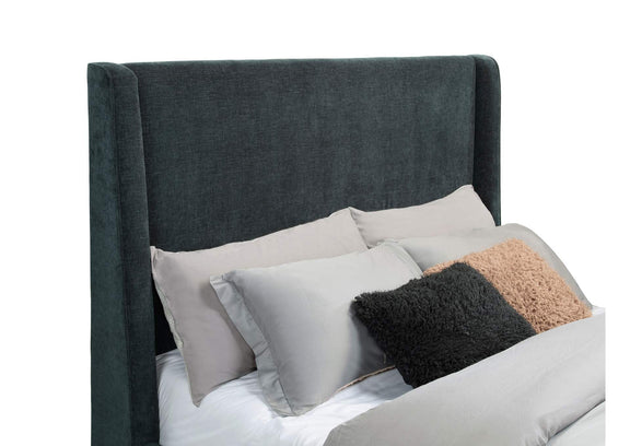 305821KW Preston Upholstered California King Audio Flame Visualizer Bed Dark Blue