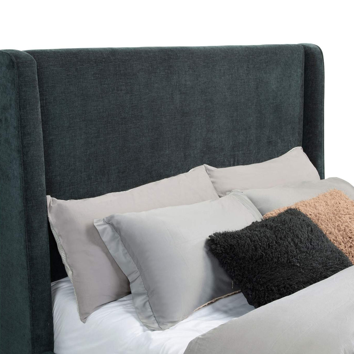 305821Q Preston Upholstered Queen Audio Flame Visualizer Bed Dark Blue