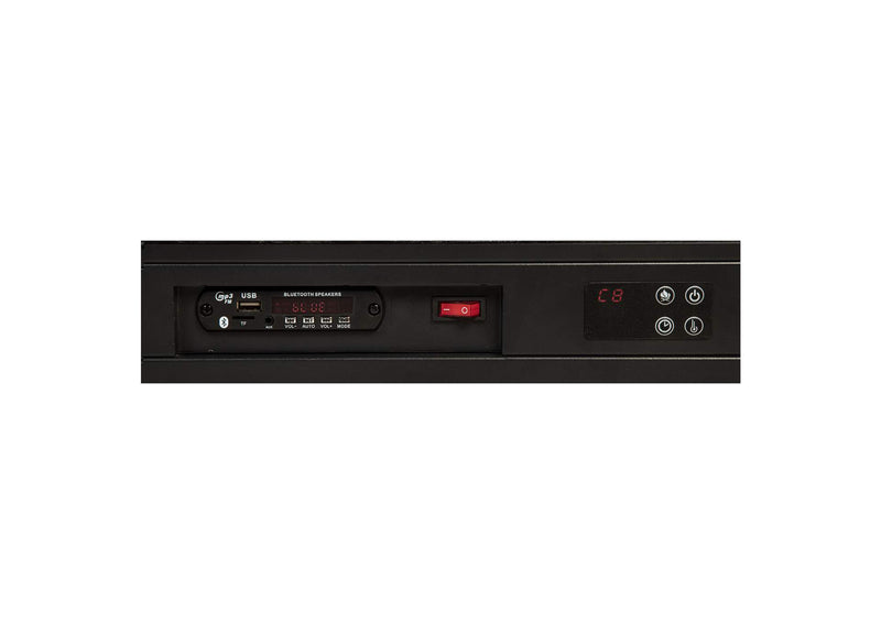 305821Q Preston Upholstered Queen Audio Flame Visualizer Bed Dark Blue